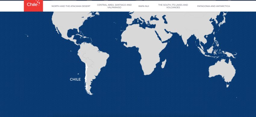 A global map with Chile highlighted